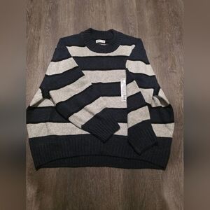 Women's Striped Navy and Gray Sweater